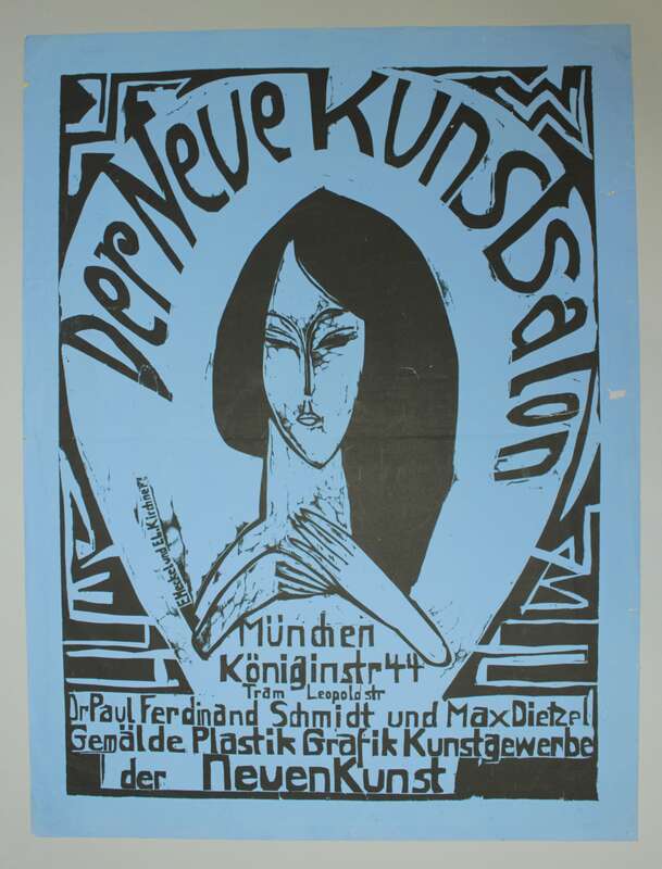 Plakat zur Neueröffnung des Kunstsalons von Dr. Paul Ferdinand Schmidt und Max Dietzel in München 1913