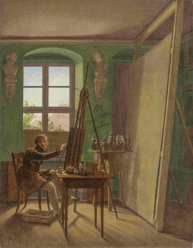 Der Maler Matthäi im Atelier