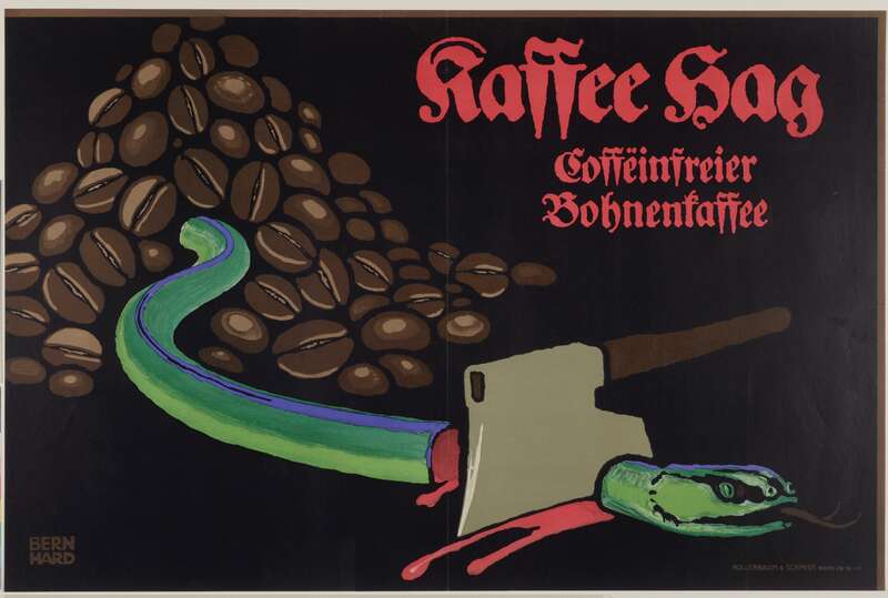 Kaffee Hag. Coffëinfreier Bohnenkaffee, Plakat