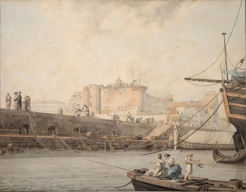 Hafen am Castel Nuovo in Neapel