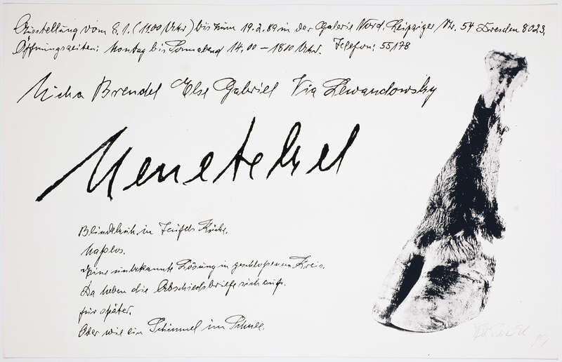 Menetekel, Micha Brendel, Else Gabriel, Via Lewandowsky, Galerie Nord, Dresden, 8.1.-19.2.1989