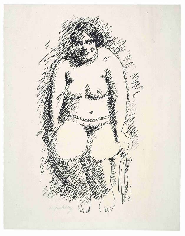 Sitzender weiblicher Akt II (mit aufgestützten Armen)