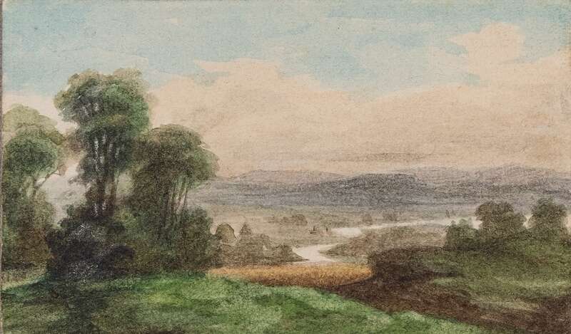 River landscape with distant view 