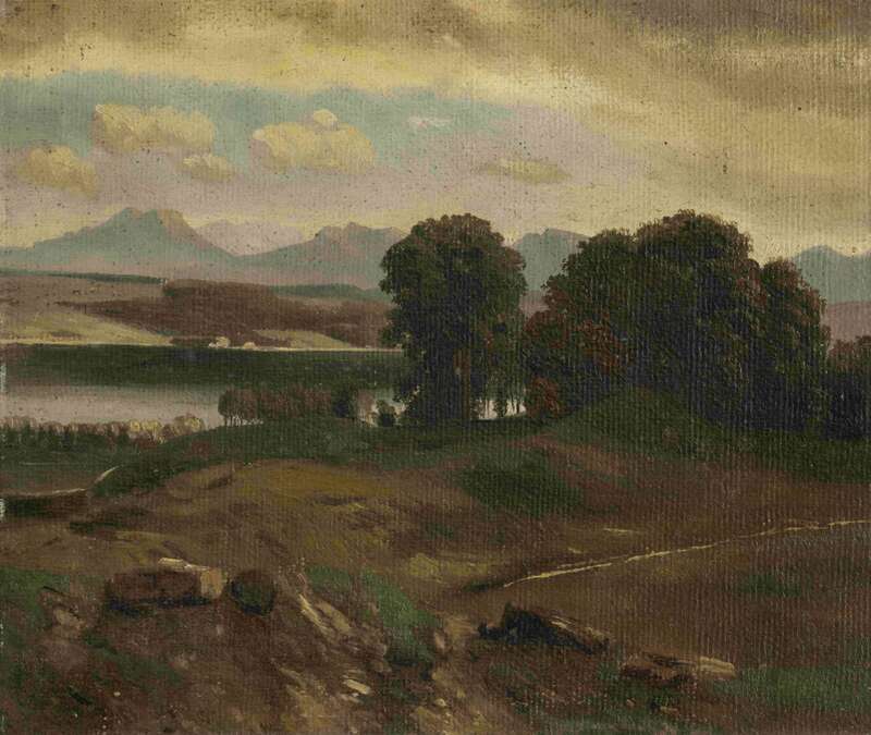 Landscape with mountains in the background