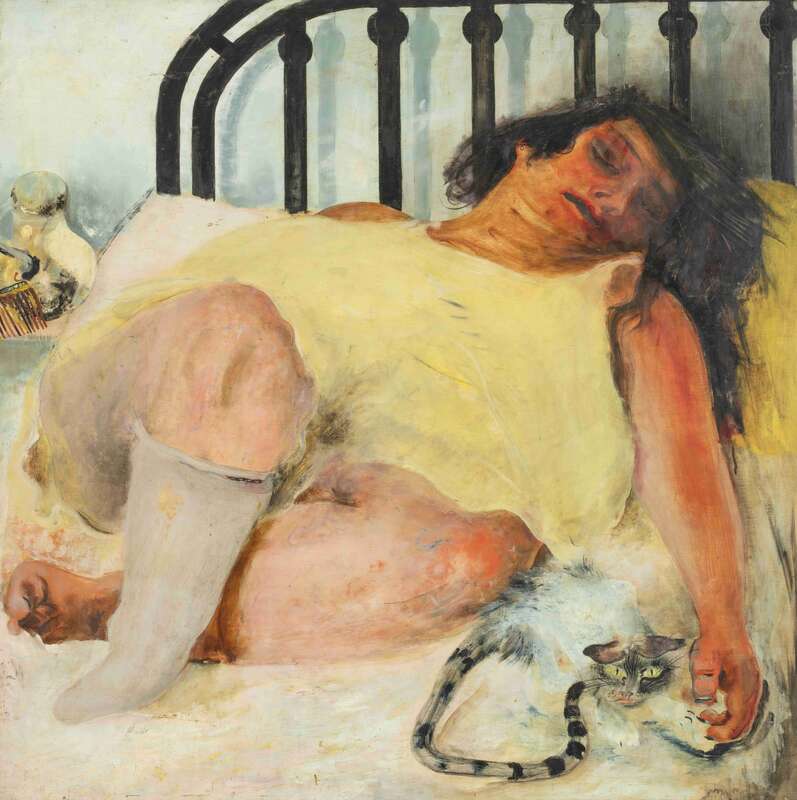 Reclining Woman with Cat