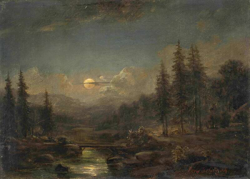 River Landscape in the Moonlight