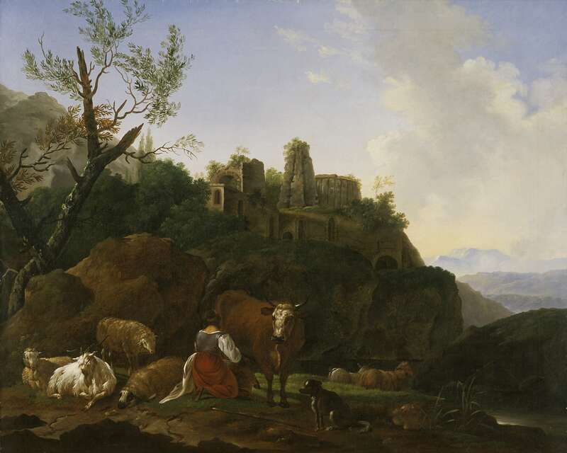 Italienische Landschaft mit Staffage