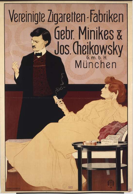 Vereinigte Zigaretten-Fabriken Gebr. Minikes & Jos. Cheikowsky G.m.b.H. München, Plakat