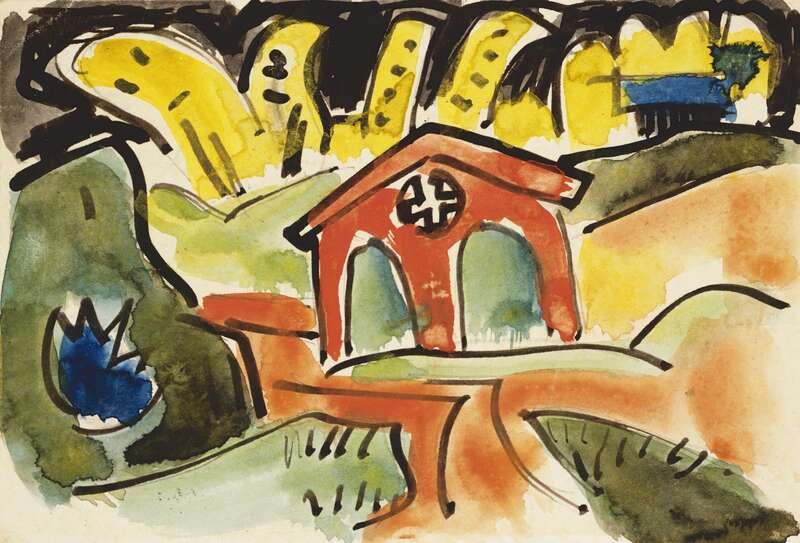 Red House in Seaside Landscape (Landscape with a Chapel)