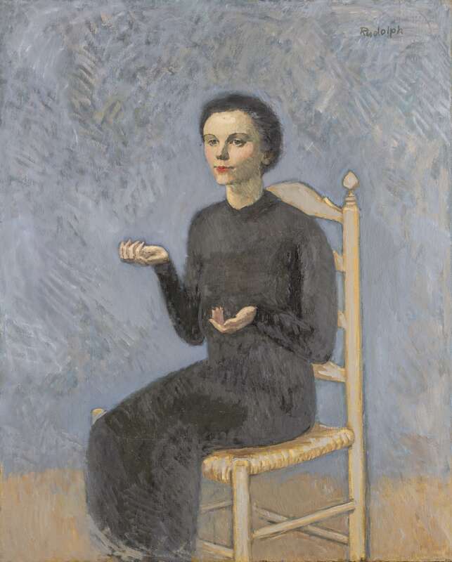 Seated Woman with uplifted Hands