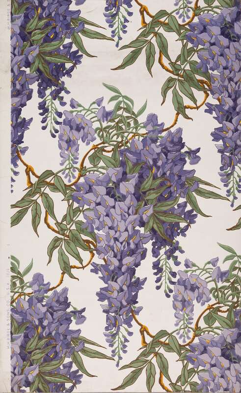 Wallpaper with wisteria vines