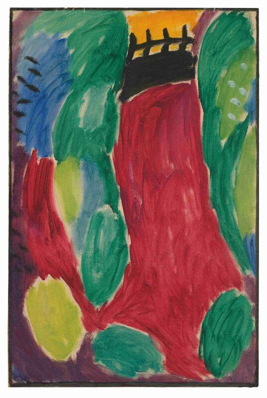 Large variation: wide red path with black door