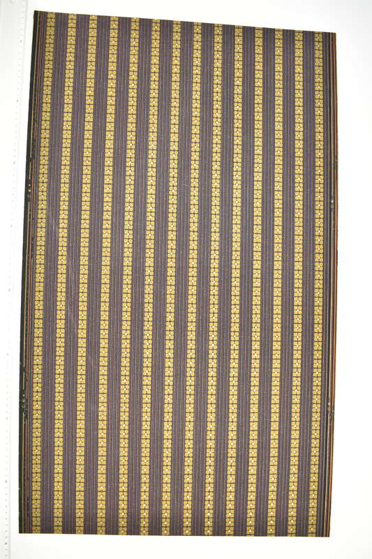 Striped wallpaper with golden flowers