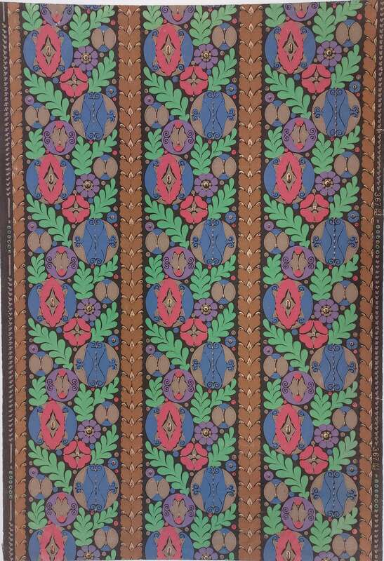 Striped wallpaper with floral motif