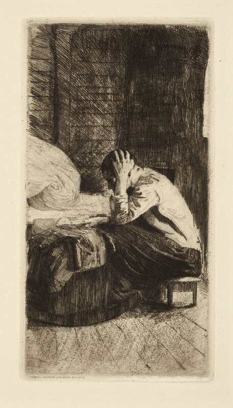 Frau an der Wiege